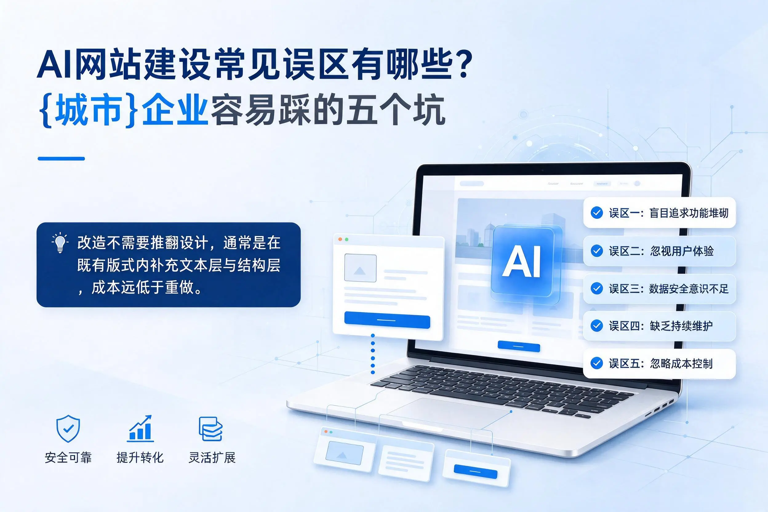 AI网站建设常见误区有哪些?本溪企业容易踩的五个坑