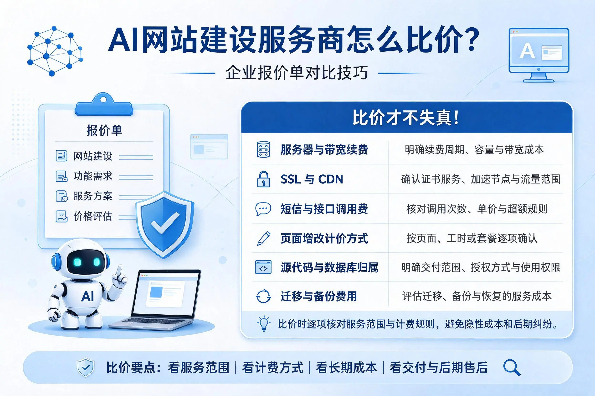 AI网站建设服务商怎么比价？本溪企业报价单对比技巧